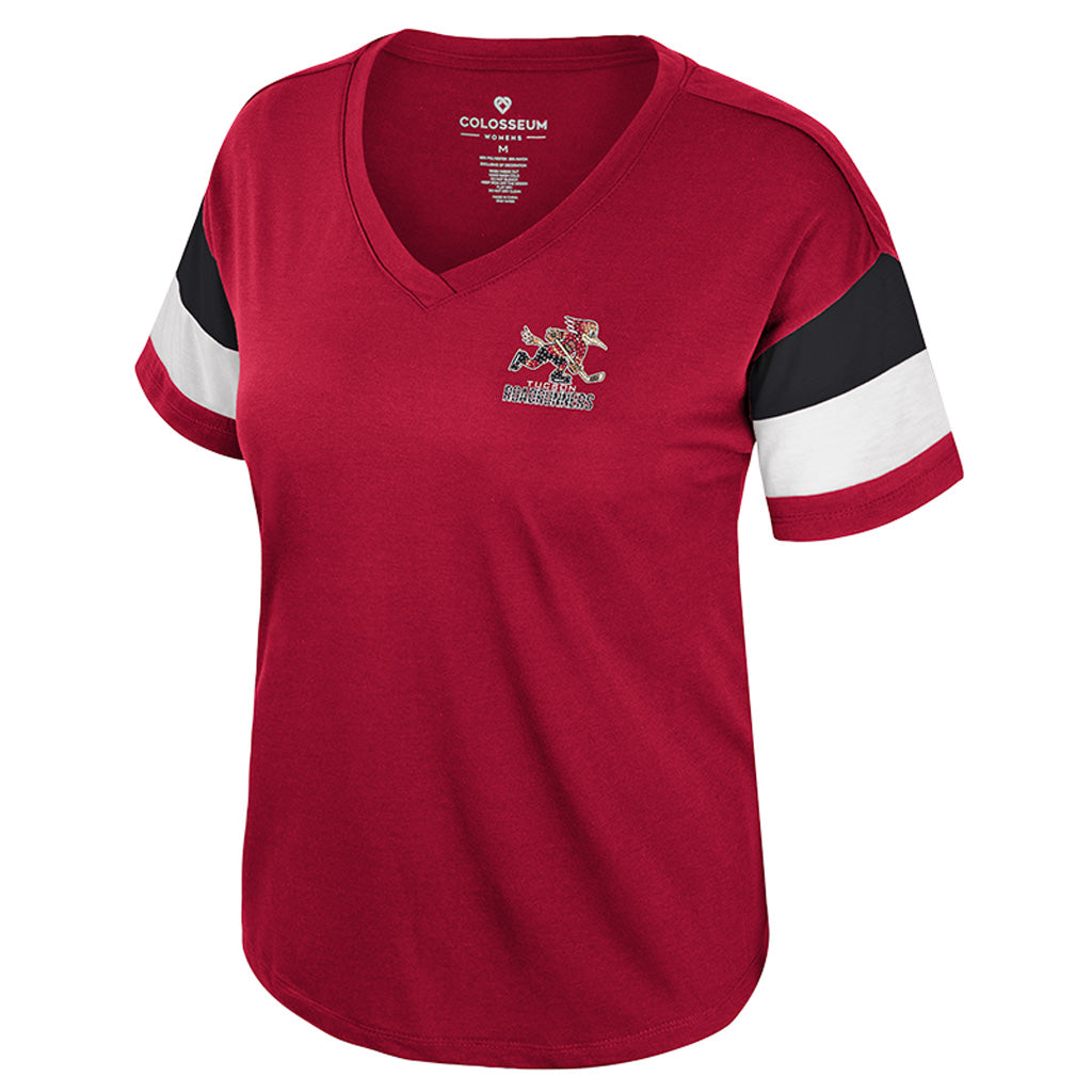 Tucson Roadrunners Women's Colosseum Sparkle Vneck T-Shirt - Red