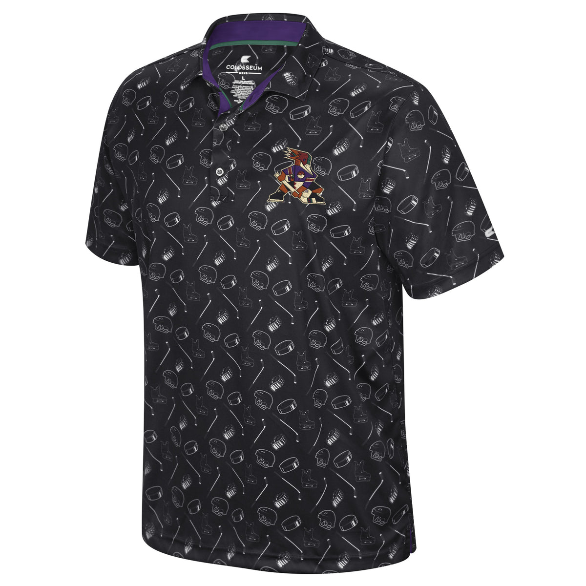 Tucson Roadrunners Colosseum Hockey Puck Polo- Black
