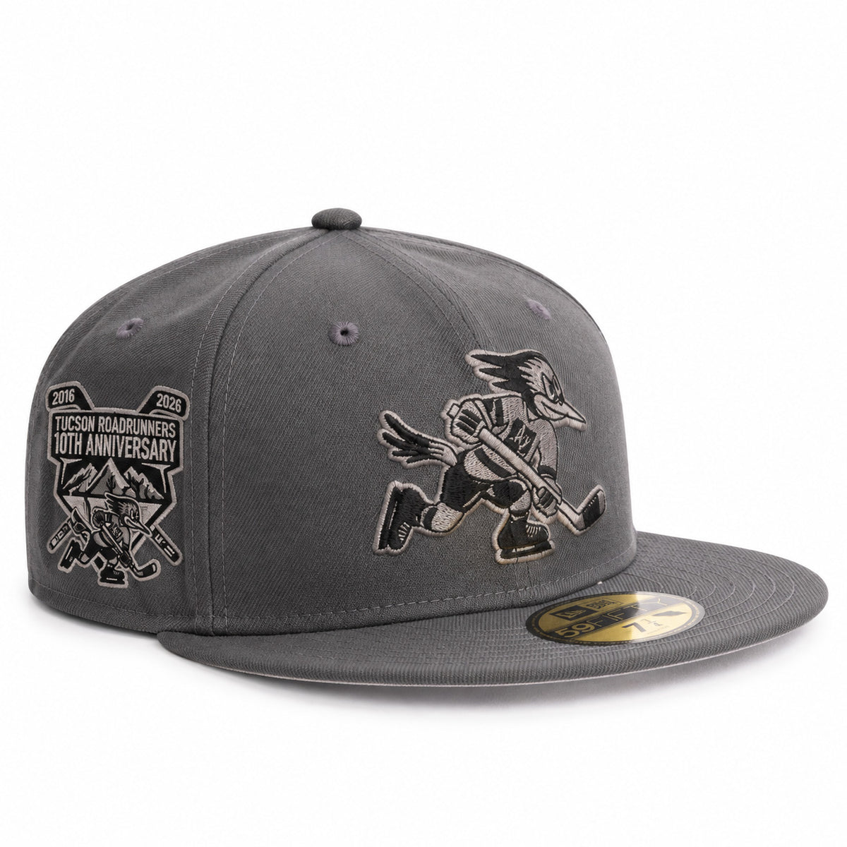 AHL Tucson Roadrunner New Era Gray & Black Primary 59FIFTY Fitted Hat- Graphite