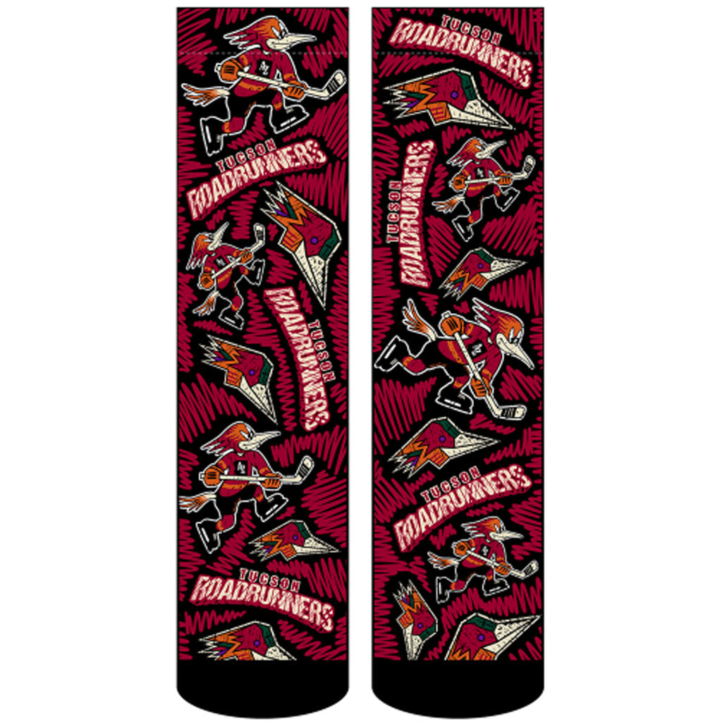 Tucson Roadrunners Rock 'Em 2025 Logo Sketch Sock